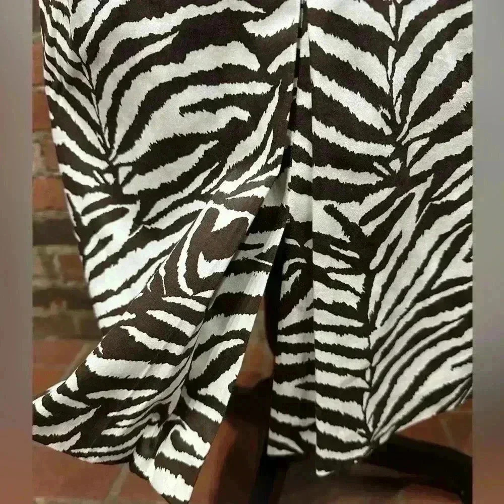 Soft Works Zebra Print Pencil Skirt Brown Cream Stretch Midi Chic Classy Slim 8 - Picture 3 of 16